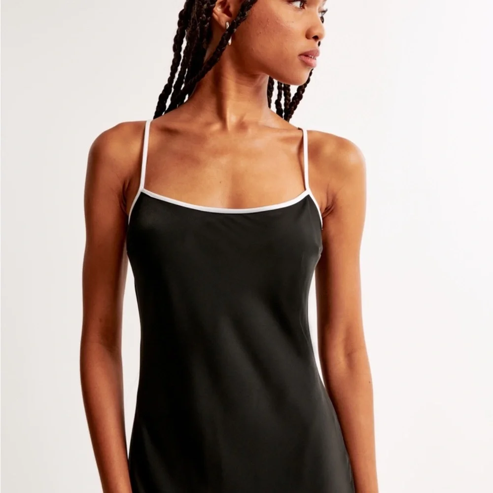 The A&F Elegant Black Satin Julia Slip Maxi Dress